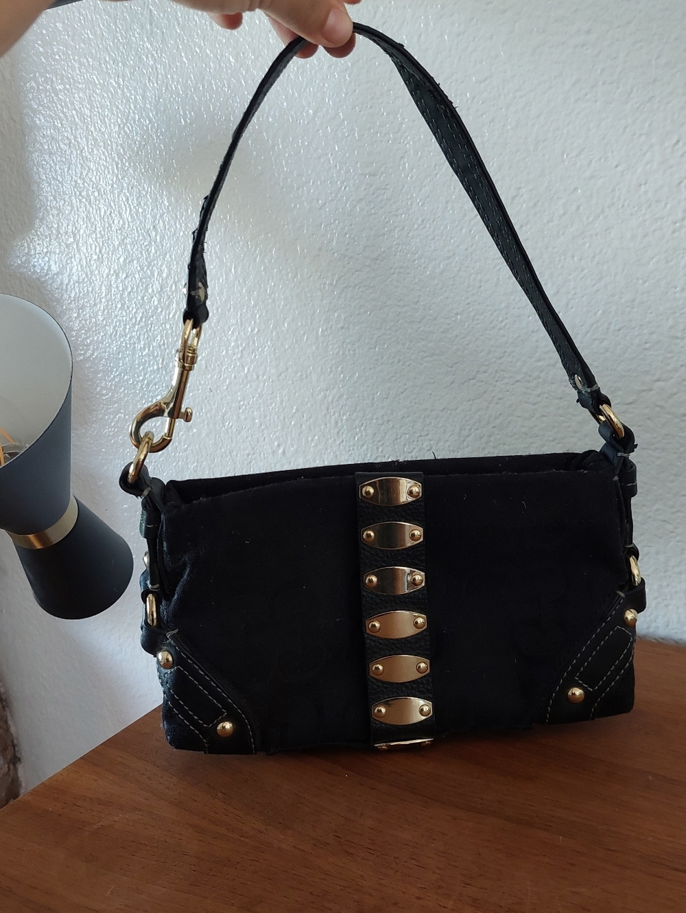 Y2K Lori Greiner 2-Pc BLACK Interchangeable Small Bag W/Removable Bracelet...